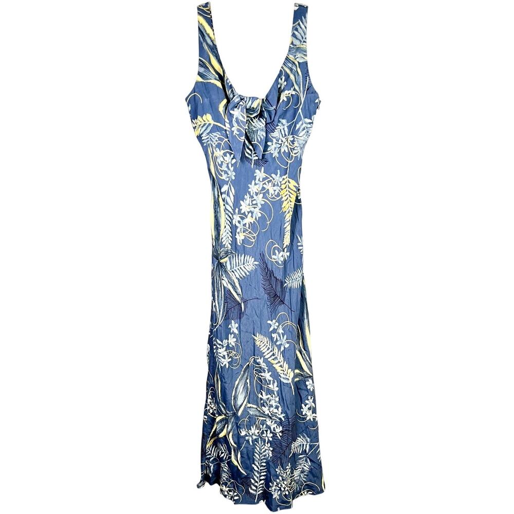 Trilogy Midi Dress Size Women Size 6 Gray Yellow Floral Topical Garden Vintage